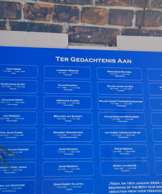 18. Januar 2024: Gedenken an die 110 aus Groningen mit Ausstellung